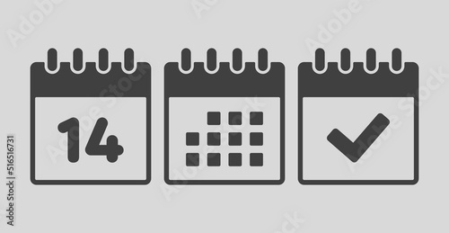 Vector icon page calendar number 14, agenda, done