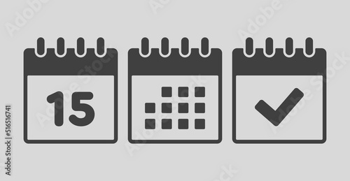 Vector icon page calendar number 15, agenda, done