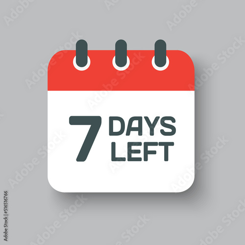 Countdown daily page calendar icon - 7 days left