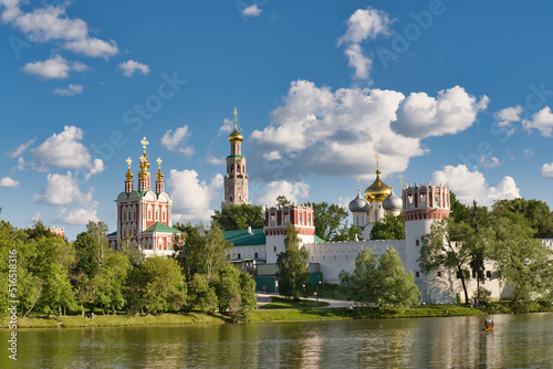 Novodevichy convent in Moscow, Russia at summer day. Historical architecture of Moscow. UNESCO world heritage site.