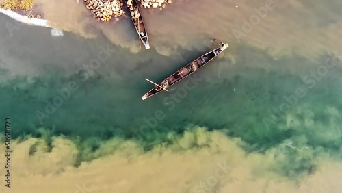 Aerial view of Jaflong, Sylhet, Bangladesh
Shari-Goyain River.
Wooden boats. photo