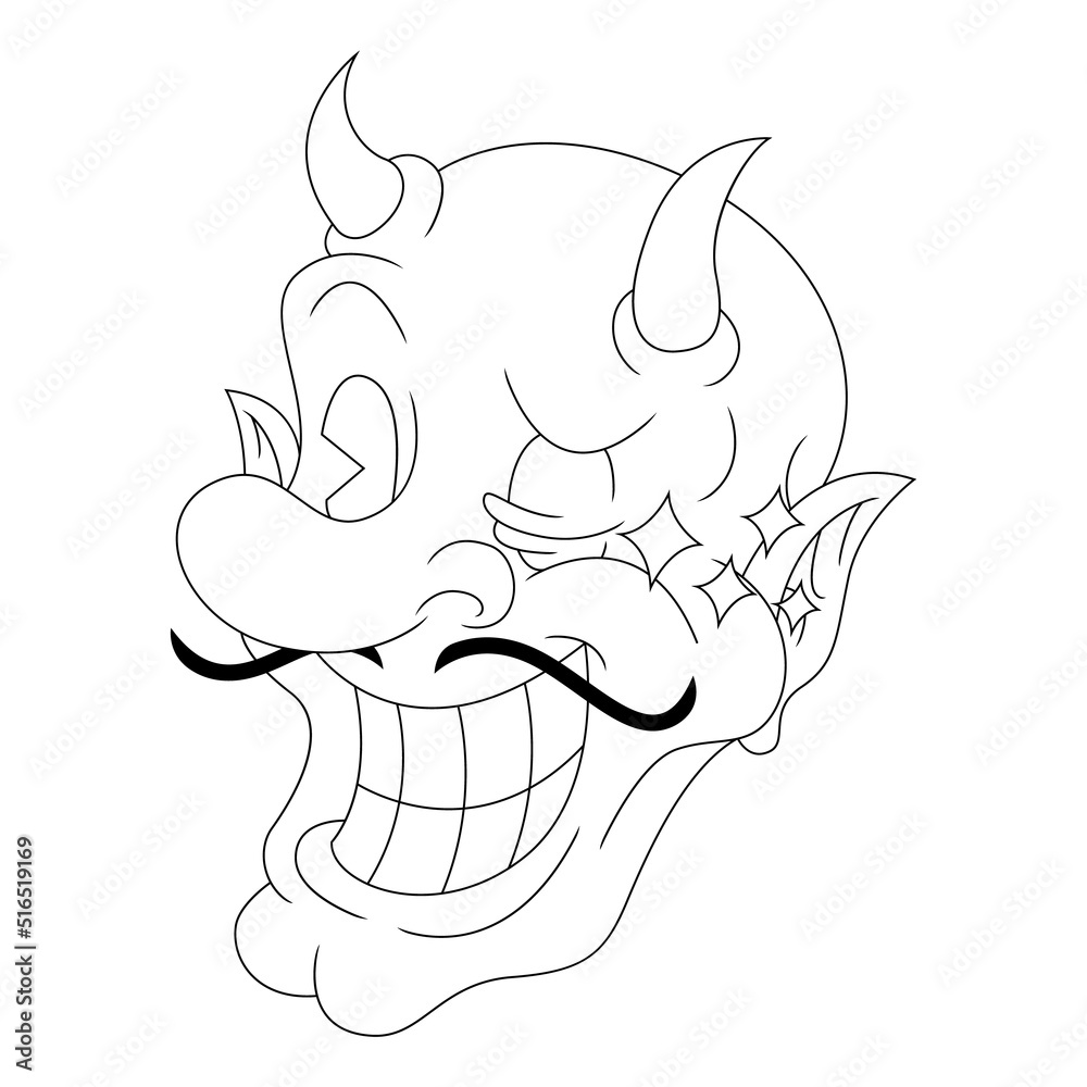 coloring illustration of cartoon winking devil head coloring illustration of cartoon winking devil head
