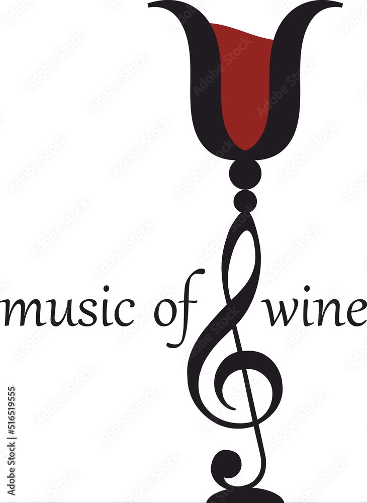 Fototapeta premium Wine glass icon and logo, simple black graphic silhouette 