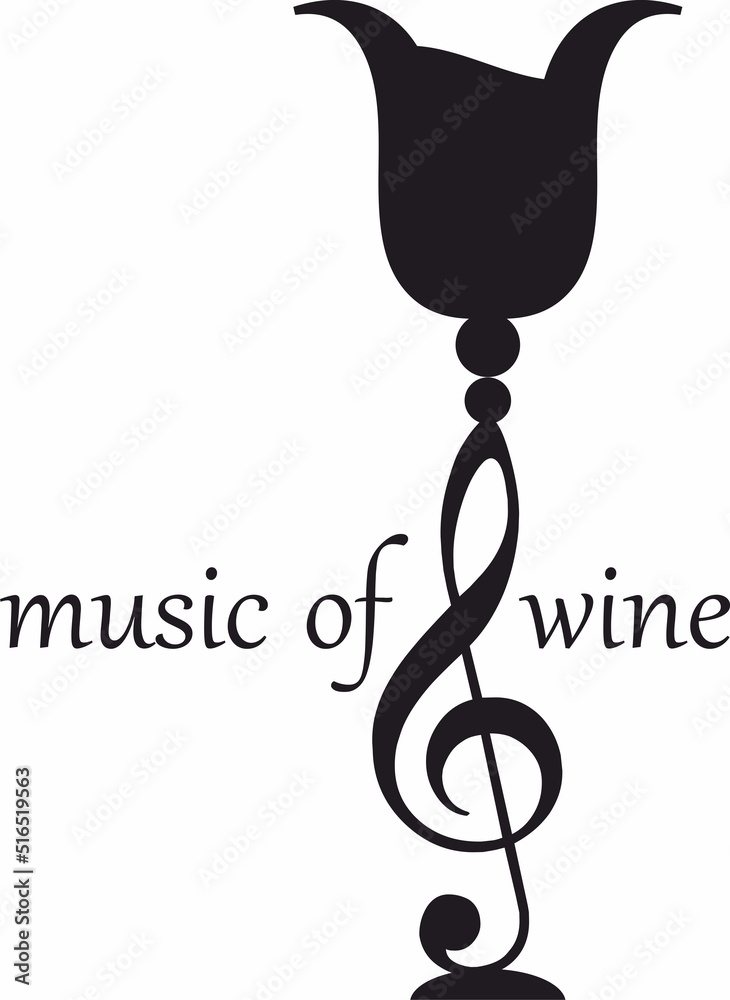 Fototapeta premium Wine glass icon and logo, simple black graphic silhouette