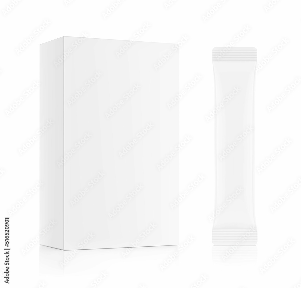 Universal blank cardboard box with stick mockup. Vector illustration isolated on white background. Can be use for food, medicine, cosmetic and etc. EPS10. Universal blank cardboard box with stick mockup. Vector illustration isolated on white background. Can be use for food, medicine, cosmetic and etc. EPS10.