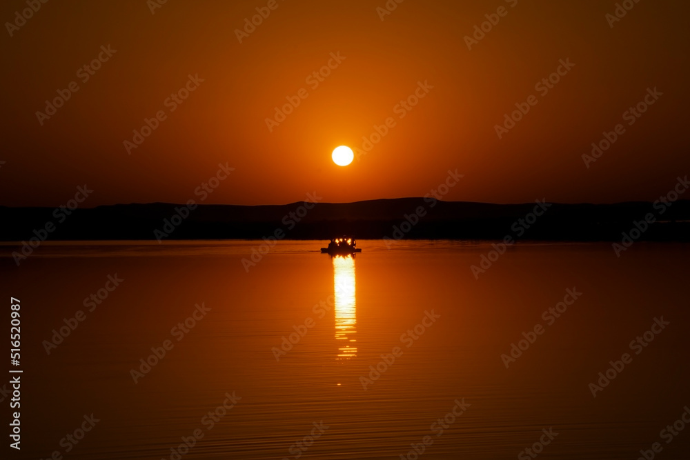 sunset over the lake