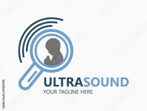 Ultrasound diagnostics logo. Medical research, gynecology clinic, polyclinics, obstetrics and hospitals, vector design and illustration. 