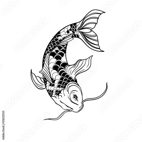 Koi Fish line art