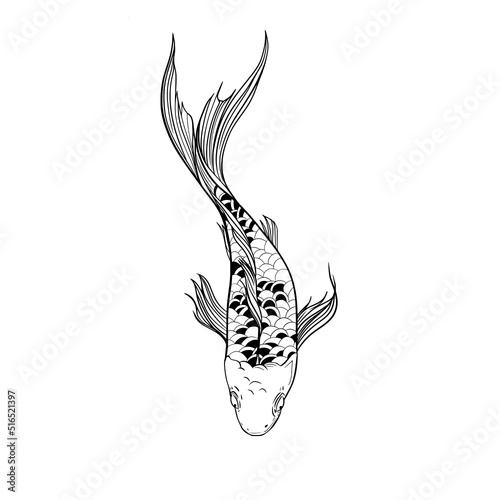 Koi Fish line art