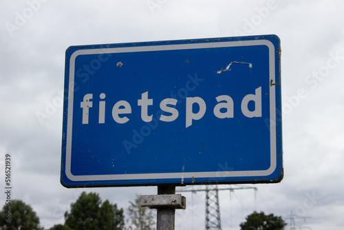 Bicycle lane sign in Dutch "Fietspad"