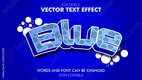 Blue Bubbles Text Effect 3d