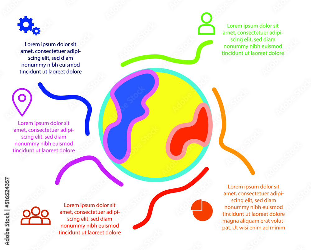 Vector abstract infographic with color globe with place for yourt text
