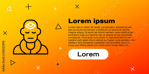 Line Wizard warlock icon isolated on yellow background. Colorful outline concept. Vector