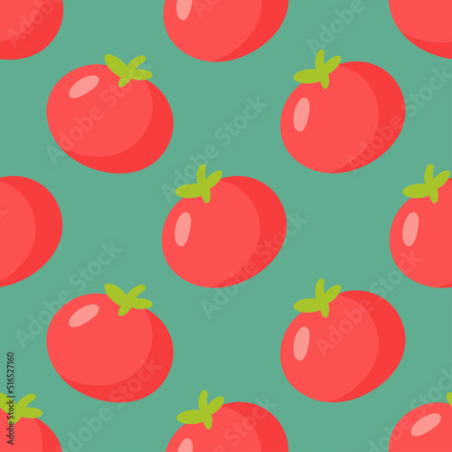 Seamless Pattern with Tomatoes. Vector illustration. For posters, banners, card, printing on the pack, paper, printing on clothes, fabric, wallpaper.