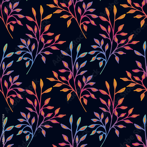 Wallpaper Mural Vector. Colorful. Plant flowers. Seamless pattern. Torontodigital.ca