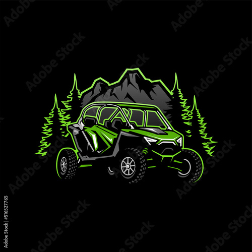 UTV buggy vehicle illustration logo vector in black background