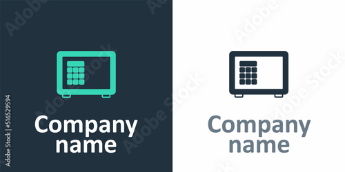 Logotype Safe icon isolated on white background. The door safe a bank vault with a combination lock. Reliable Data Protection. Logo design template element. Vector