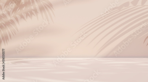 abstract background in light colors with a shadow of tropical leaves for product display product advertising	
