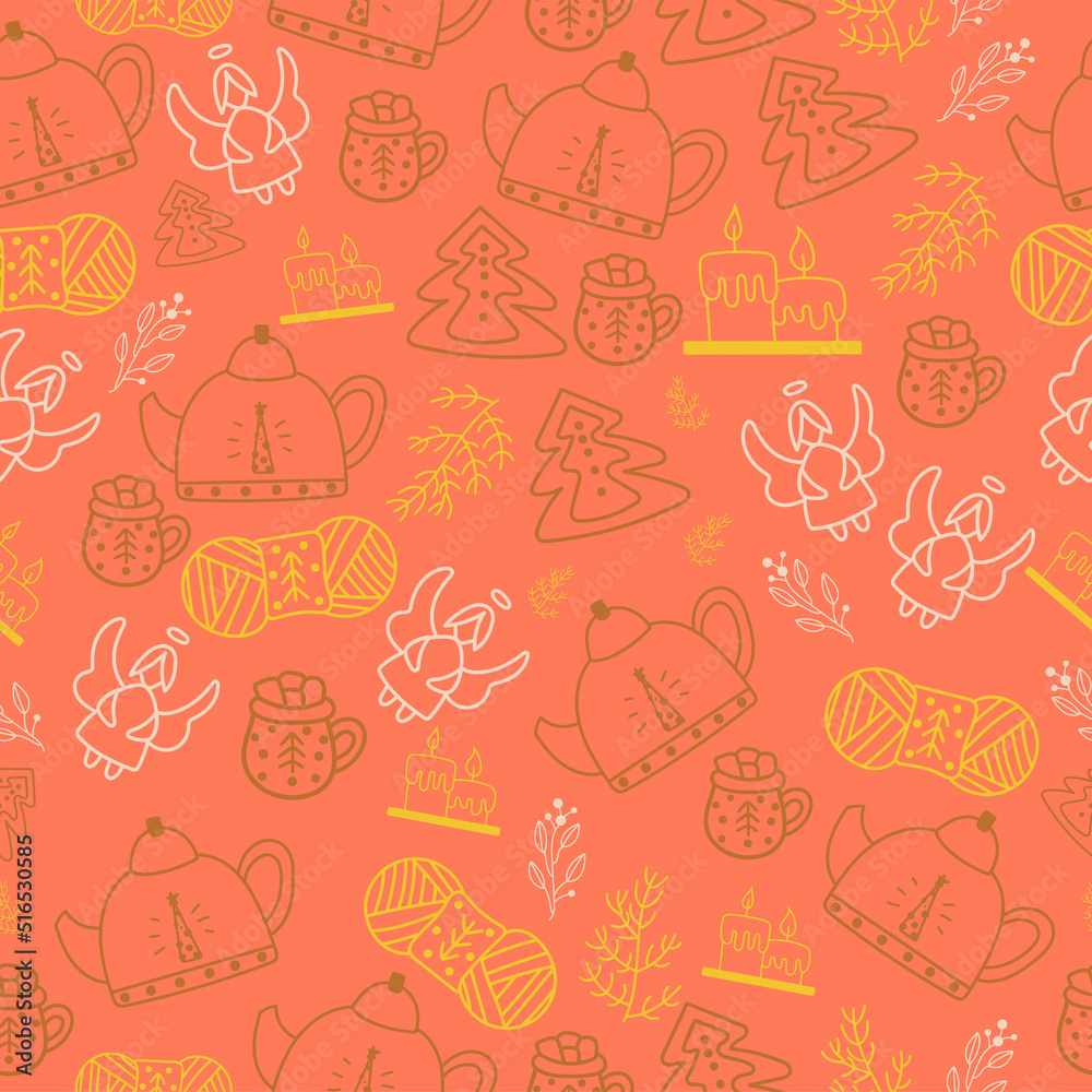 Cute, christmas,vector pattern in a cozy, winter style. Abstract,scandinavian design for winter interior decoration, print posters, greeting cards, business banners, packaging.