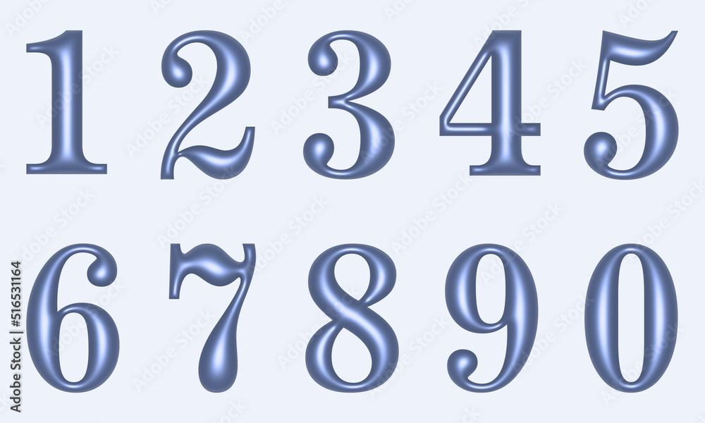 Set of vector blue 3d numbers. Set of characters. Vector illustration Set of vector blue 3d numbers. Set of characters. Vector illustration