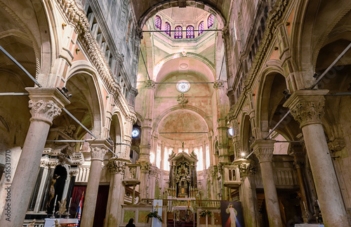 View of the interior of the Cathedral of St. James on May 20, 2022, in Sibenik, Croatia.