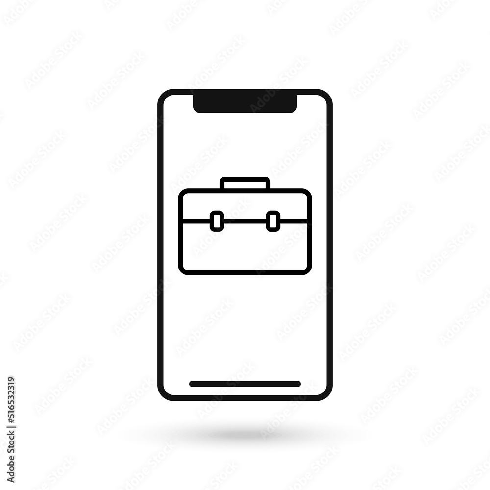 Mobile phone flat design with business case icon. Mobile phone flat design with business case icon.