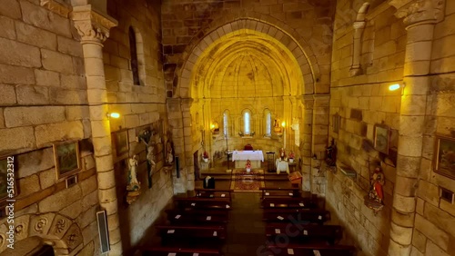 Sideways dolly establishing interior view of san pedro da mezquita church photo