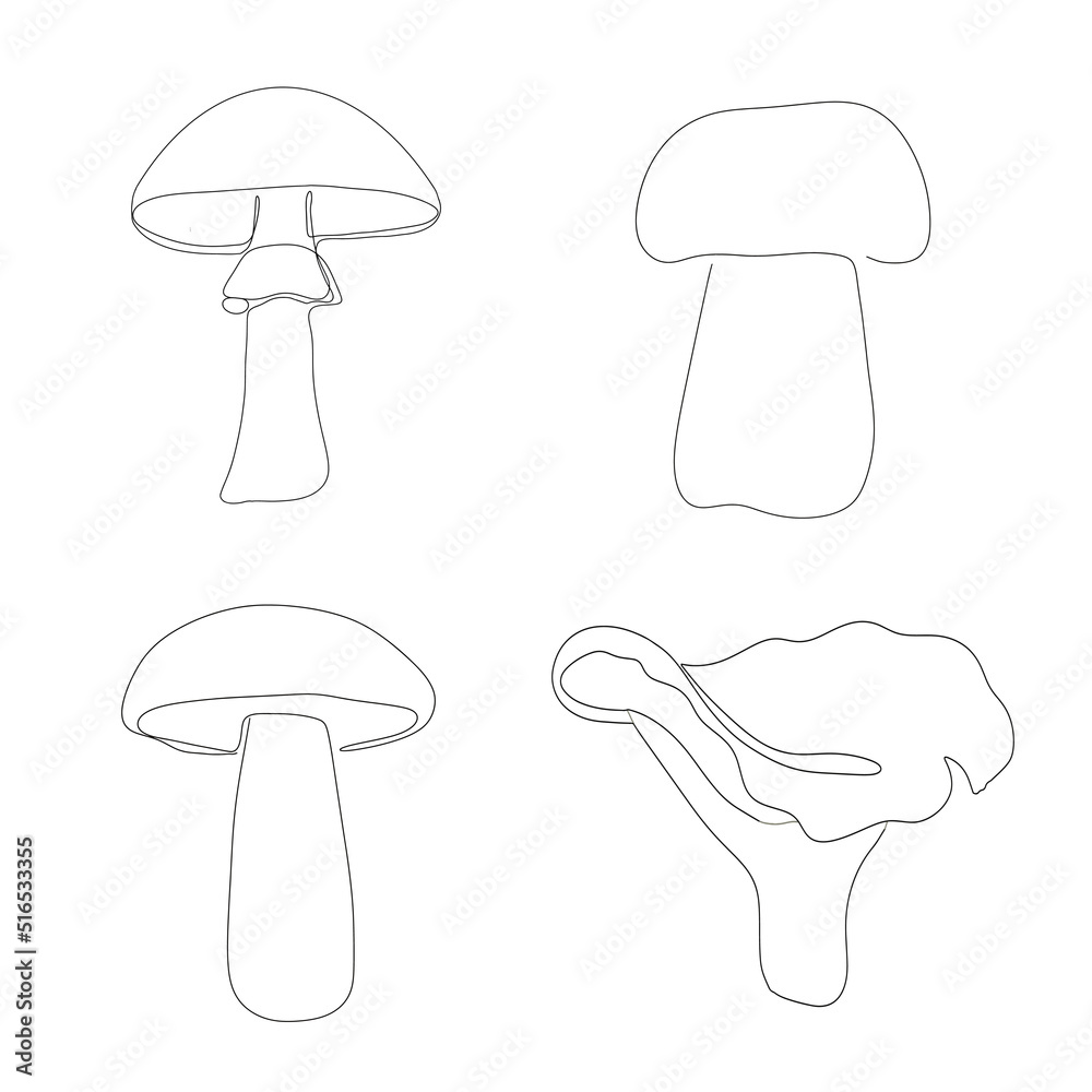 Mushroom icon drawn in one line. Vector illustration Mushroom icon drawn in one line. Vector illustration