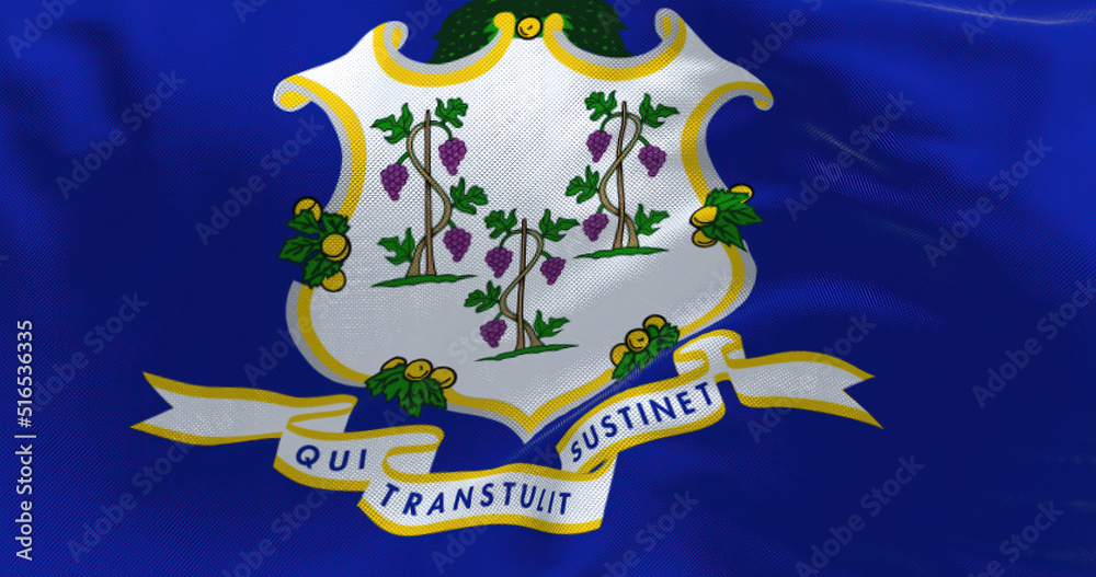Obraz premium Fabric background with the flag of Connecticut waving