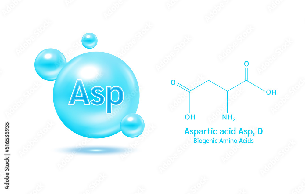 Important amino acid aspartic and structural chemical formula and line