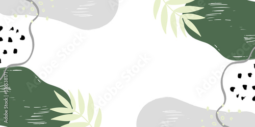 Abstract background with green leaves decorative earth tone color minimal style