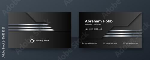 Modern black and blue business card design template