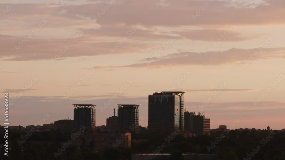 Urban cityscape landscape orange sunset timelapse Urban cityscape landscape orange sunset timelapse