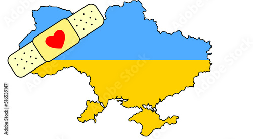 Map of ukraine in flag colors. Support Ukraine. No war. plaster in Ukraine. ukraine don't worry