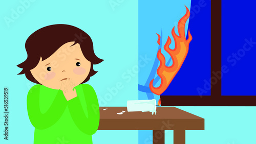 the boy was careless with the fire
