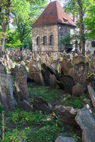 Photography the old Jewish cemetery in the Josefov district of Prague