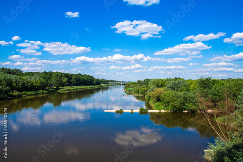 Fototapeta Naklejka Na Ścianę i Meble -  Central Europe river on a sunny summer day. Summer.