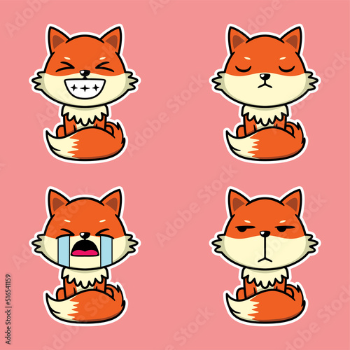 vector illustration of cute fox emoji