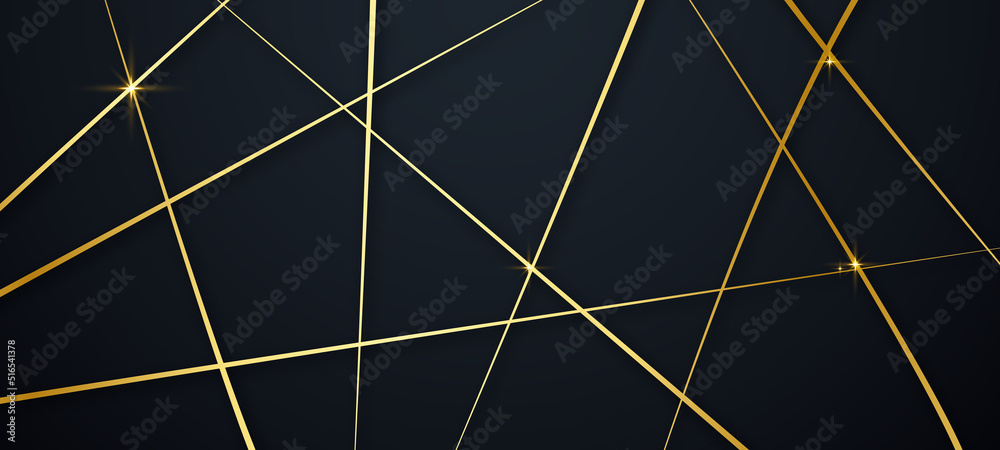 Premium background design with diagonal dynamic gold line pattern on black backdrop. Vector horizontal template for business banner, formal invitation, luxury voucher, prestigious gift certificate