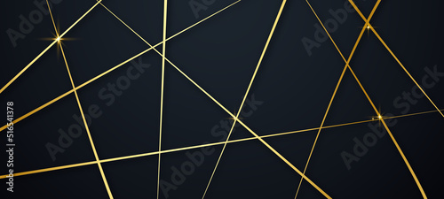 Premium background design with diagonal dynamic gold line pattern on black backdrop. Vector horizontal template for business banner, formal invitation, luxury voucher, prestigious gift certificate