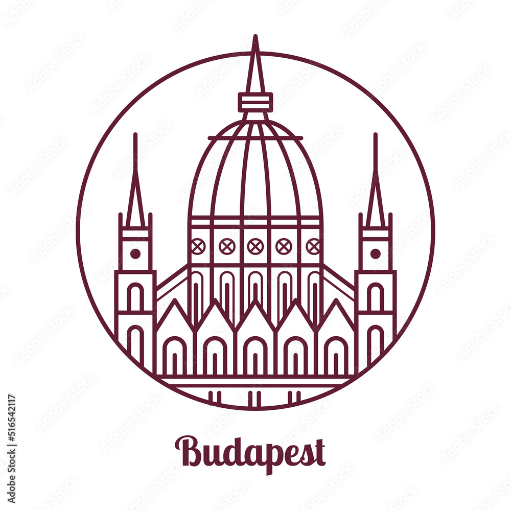 Travel Budapest Icon with Parliament Building