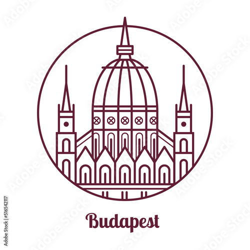 Travel Budapest Icon with Parliament Building