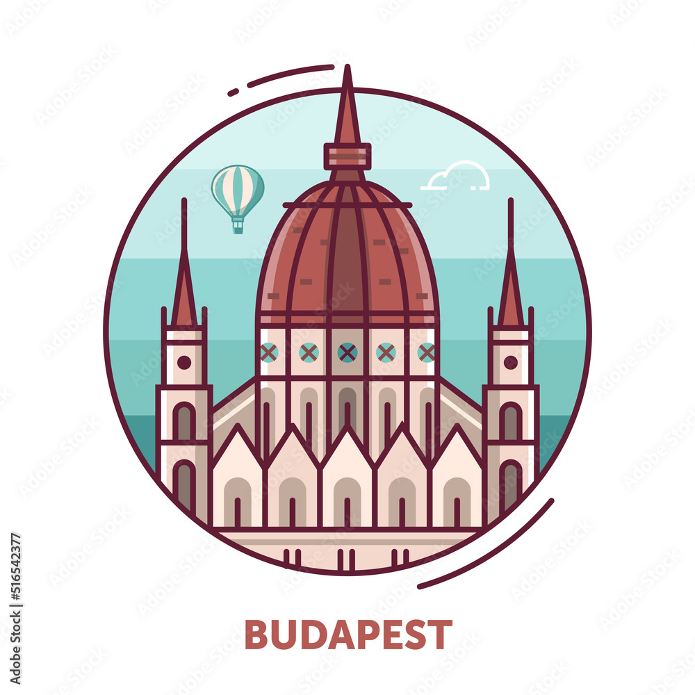 Obraz premium Travel Budapest Icon with Parliament Building