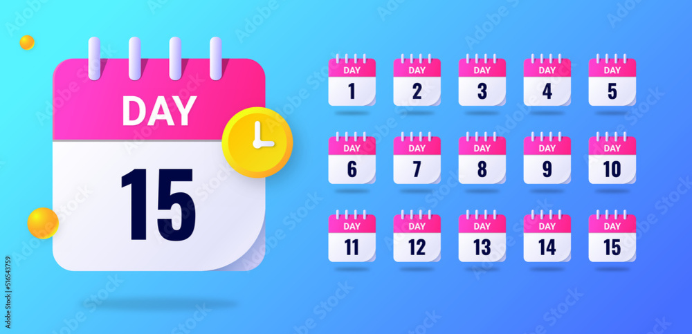 Vector goal calendar. Calendar for 30 days, set 1. Challenge for 30 days