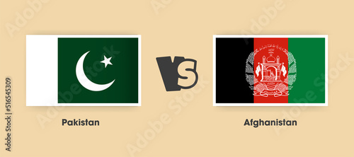 Pakistan vs Afghanistan flags placed side by side. Creative stylish national flags of Pakistan and Afghanistan with background