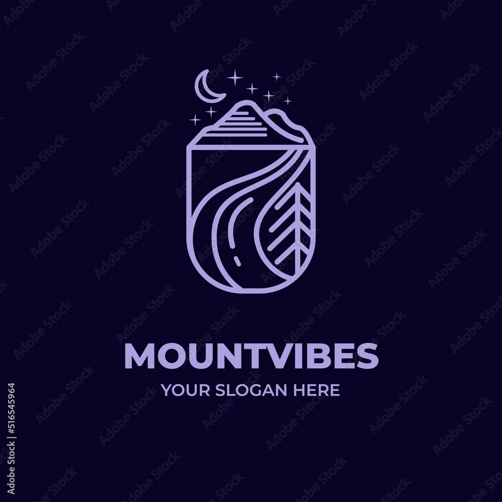Mountain vibes monoline logo template