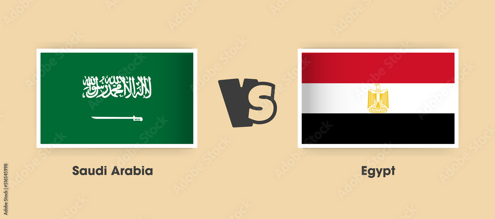 Saudi Arabia vs Egypt flags placed side by side. Creative stylish national flags of Saudi Arabia and Egypt with background Saudi Arabia vs Egypt flags placed side by side. Creative stylish national flags of Saudi Arabia and Egypt with background