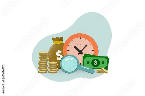 Fototapeta Naklejka Na Ścianę i Meble -  Paper cut style of Personal finance management and financial literacy concept. Investment illustration set. investing money in self development, knowledge.