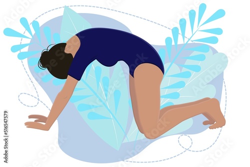 Yoga girl making yoga asana bridge  Setu Bandha Sarvangasana, vector illustration