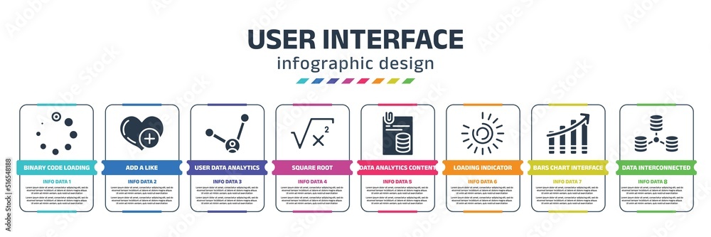 user interface infographic design template with binary code loading ...